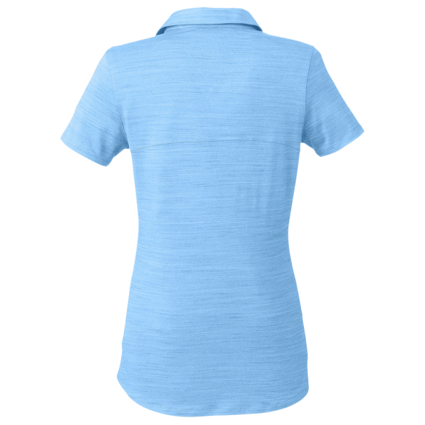 Puma Golf Women's Cloudspun Free V-neck Polo, Placid Blue Heather, Back view