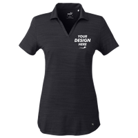 Puma Golf Women's Cloudspun Free V-neck Polo, Puma Black Heather, Front view, Mockup