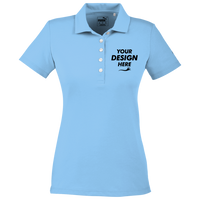 Puma Golf Women's Fusion Polo, Blue Bell, Front view, Mockup