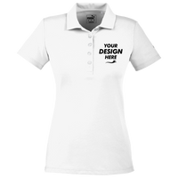 Puma Golf Women's Fusion Polo, Bright White, Front view, Mockup