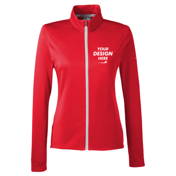 Puma Golf Women's Icon Full-Zip Jacket, High Risk Red, Front view, Mockup