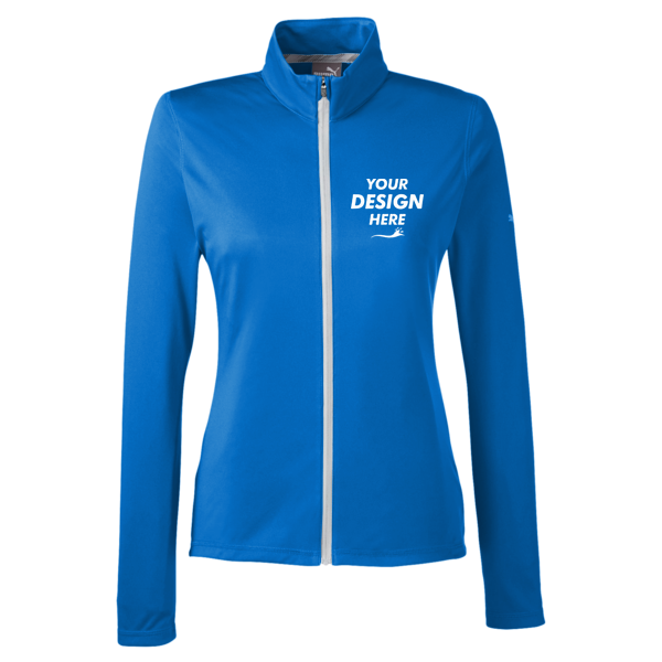 Puma Golf Women's Icon Full-Zip Jacket, Lapis Blue, Front view, Mockup
