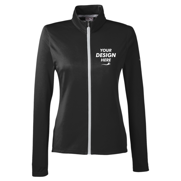 Puma Golf Women's Icon Full-Zip Jacket, Puma Black, Front view, Mockup