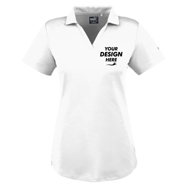 Puma Golf Women's Icon Golf Polo, Bright White, Front view, Mockup