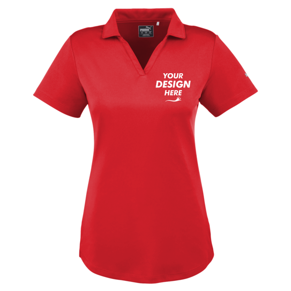 Puma Golf Women's Icon Golf Polo, High Risk Red, Front view, Mockup