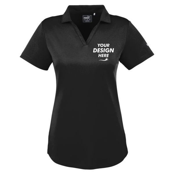 Puma Golf Women's Icon Golf Polo, Puma Black, Front view, Mockup