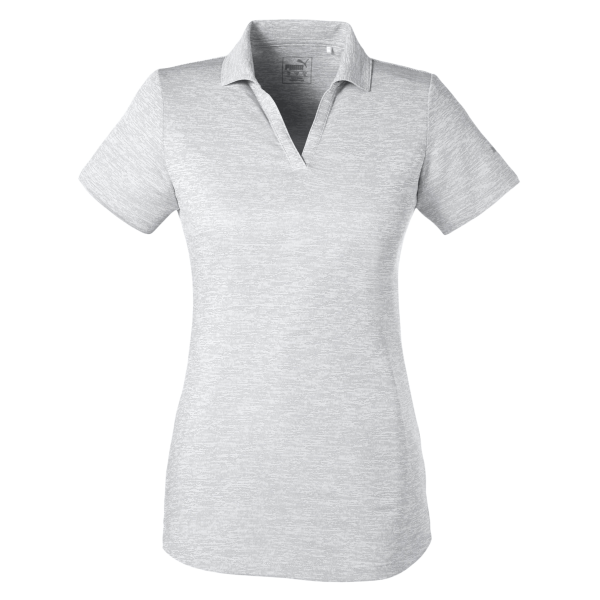 Puma Golf Women's Icon Heather Polo, Bright White, Front view