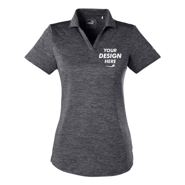 Puma Golf Women's Icon Heather Polo, Puma Black, Front view, Mockup
