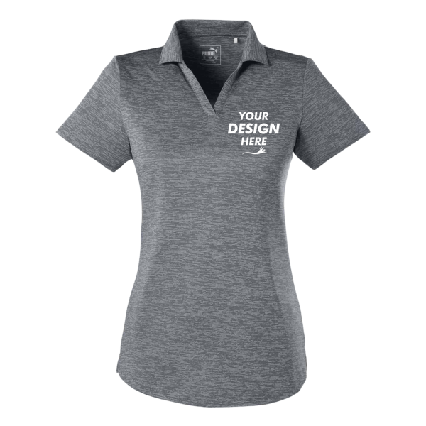 Puma Golf Women's Icon Heather Polo, Quiet Shade, Front view, Mockup