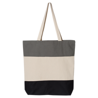 Q-Tees 11L Tri-Color Tote, Black / Natural / Light Grey, Back view