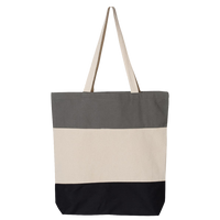 Q-Tees 11L Tri-Color Tote, Black / Natural / Light Grey, Front view