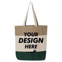 Q-Tees 11L Tri-Color Tote, Forest / Natural / Khaki, Front view, Mockup