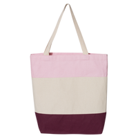 Q-Tees 11L Tri-Color Tote, Maroon / Natural / Light Pink, Back view