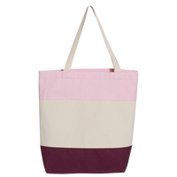 Q-Tees 11L Tri-Color Tote, Maroon / Natural / Light Pink, Front view