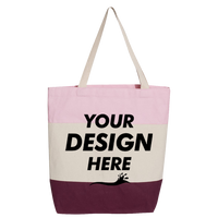 Q-Tees 11L Tri-Color Tote, Maroon / Natural / Light Pink, Front view, Mockup