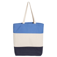 Q-Tees 11L Tri-Color Tote, Navy / Natural / Carolina Blue, Back view