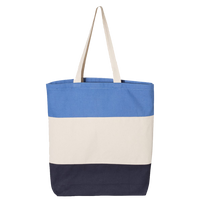 Q-Tees 11L Tri-Color Tote, Navy / Natural / Carolina Blue, Front view
