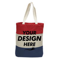 Q-Tees 11L Tri-Color Tote, Navy / Natural / Red, Front view, Mockup