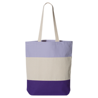 Q-Tees 11L Tri-Color Tote, Purple / Natural / Lavender, Back view