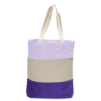 Q-Tees 11L Tri-Color Tote, Purple / Natural / Lavender, Front view