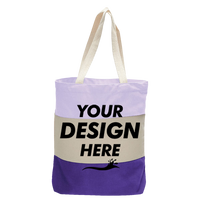 Q-Tees 11L Tri-Color Tote, Purple / Natural / Lavender, Front view, Mockup