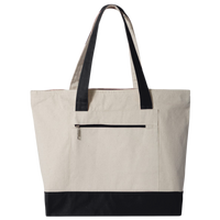 Q-Tees 19L Zippered Tote, Natural / Black, Front view
