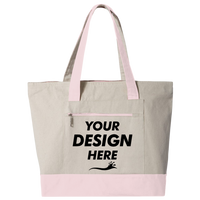 Q-Tees 19L Zippered Tote, Natural / Light Pink, Front view, Mockup
