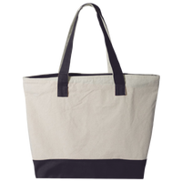 Q-Tees 19L Zippered Tote, Natural / Navy, Back view