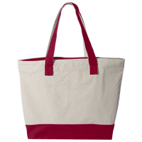 Q-Tees 19L Zippered Tote, Natural / Red, Back view