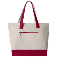 Q-Tees 19L Zippered Tote, Natural / Red, Front view