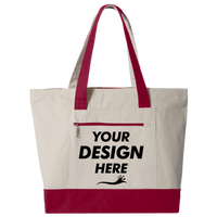 Q-Tees 19L Zippered Tote, Natural / Red, Front view, Mockup