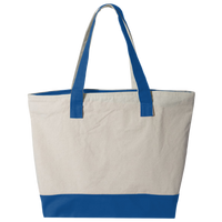 Q-Tees 19L Zippered Tote, Natural / Royal, Back view