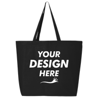 Q-Tees 25L Jumbo Tote, Black, Front view, Mockup