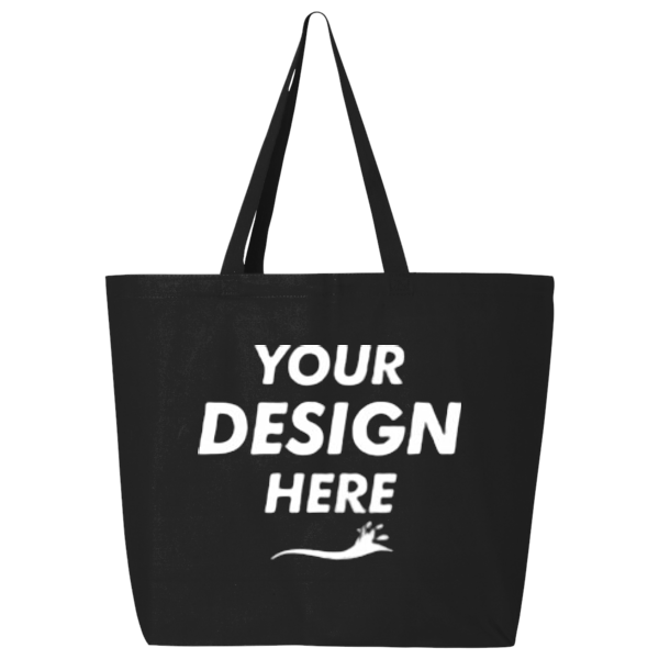 Q-Tees 25L Jumbo Tote, Black, Front view, Mockup