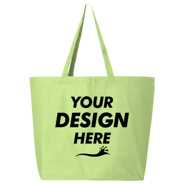Q-Tees 25L Jumbo Tote, Lime, Front view, Mockup