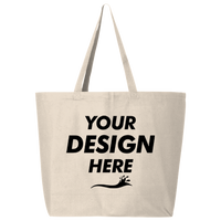 Q-Tees 25L Jumbo Tote, Natural, Front view, Mockup