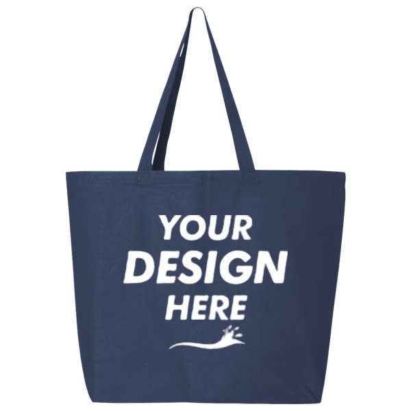Q-Tees 25L Jumbo Tote, Navy, Front view, Mockup