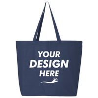 Q-Tees 25L Jumbo Tote, Navy, Front view, Mockup