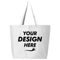 Q-Tees 25L Jumbo Tote, White, Front view, Mockup