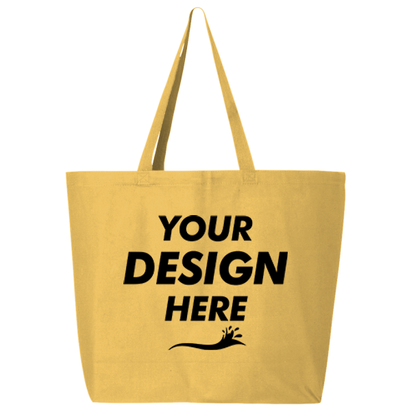 Q-Tees 25L Jumbo Tote, Yellow, Front view, Mockup