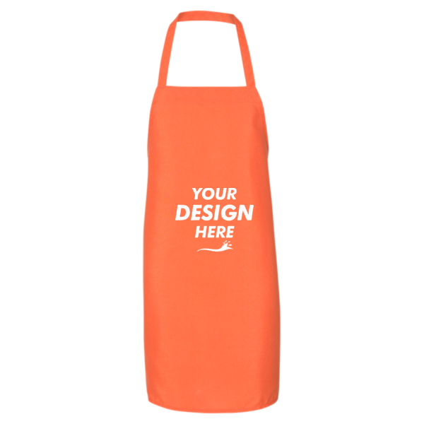Q-Tees Bib Apron, Orange / Orange, Front view, Mockup