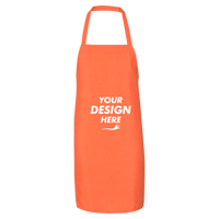 Q-Tees Bib Apron, Orange / Orange, Front view, Mockup