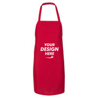 Q-Tees Bib Apron, Red / Red, Front view, Mockup