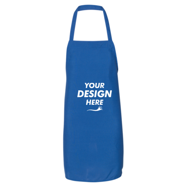Q-Tees Bib Apron, Royal / Royal, Front view, Mockup