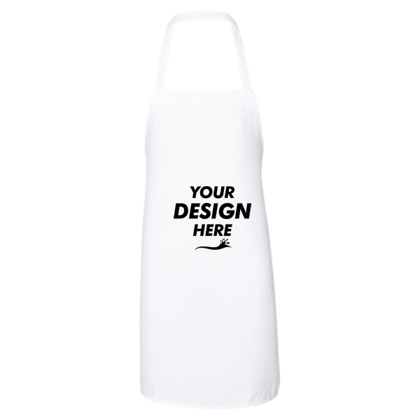 Q-Tees Bib Apron, White / White, Front view, Mockup