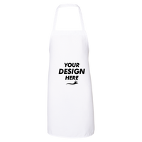 Q-Tees Bib Apron, White / White, Front view, Mockup