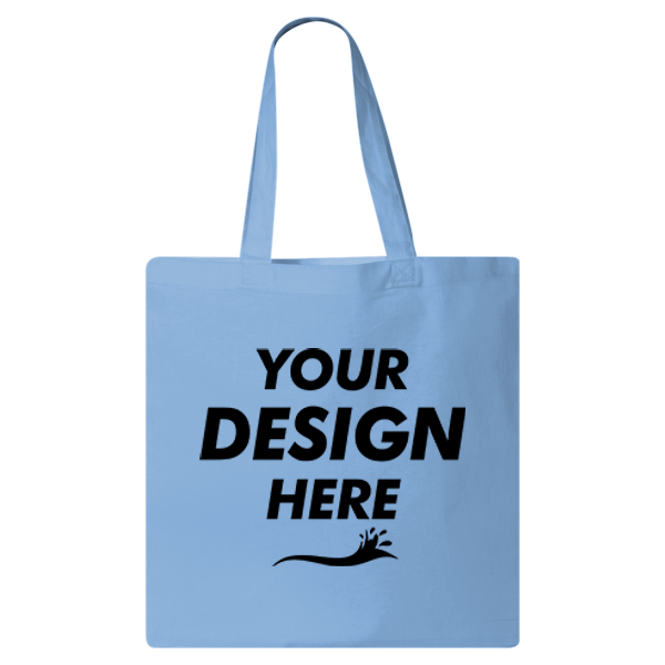 Q-Tees Economical Tote, Carolina Blue, Front view, Mockup