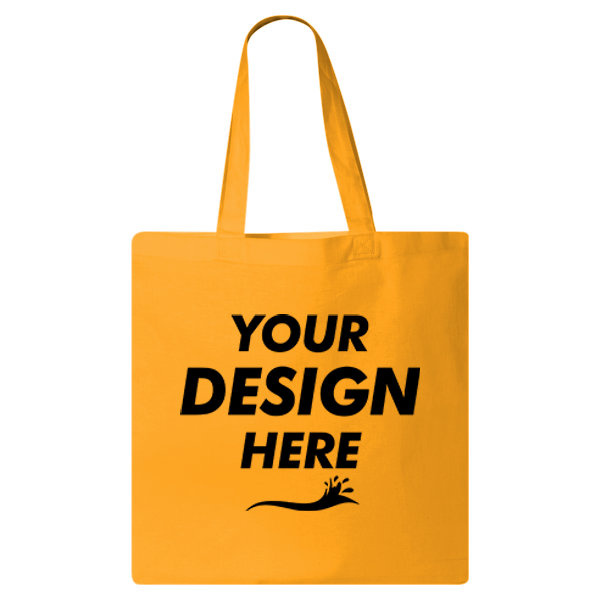 Q-Tees Economical Tote, Gold, Front view, Mockup