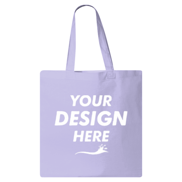 Q-Tees Economical Tote, Lavender, Front view, Mockup