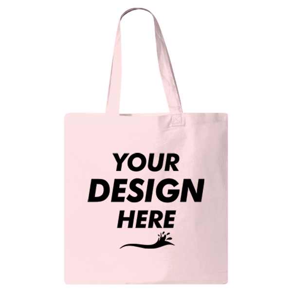 Q-Tees Economical Tote, Light Pink, Front view, Mockup